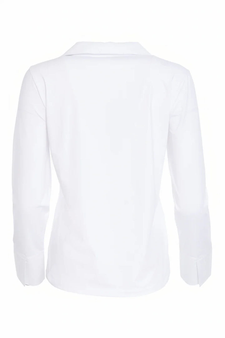 Naya White Jersey Top / Cotton Collar & Cuff