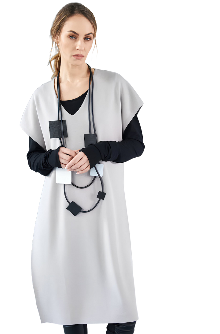 Naya Grey Longline V Neck Dipped Hem Top