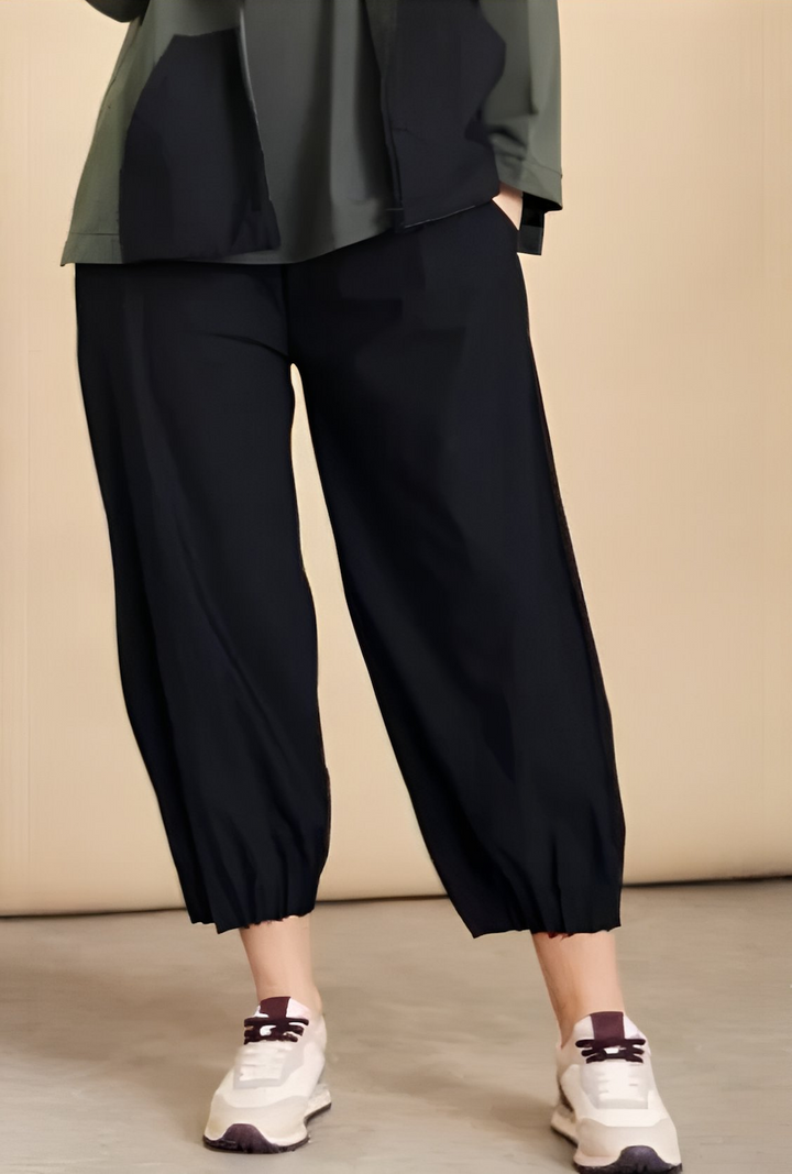 Naya Black Wide Leg Tuck Hem Trousers