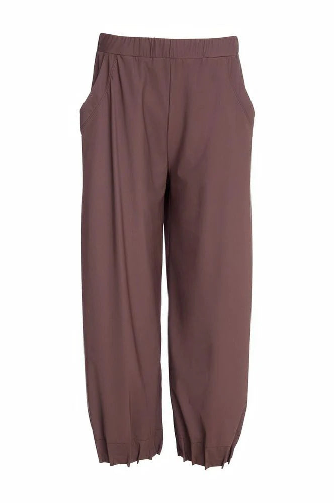 Naya Brown Wide Leg Tuck Hem Trousers