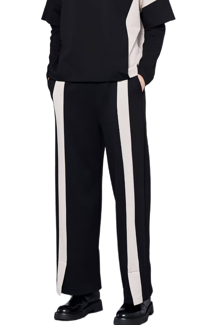 Naya Black Wide Leg Trouser with Contrast Panel