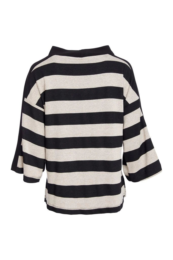 Naya Black High Neck Striped Top