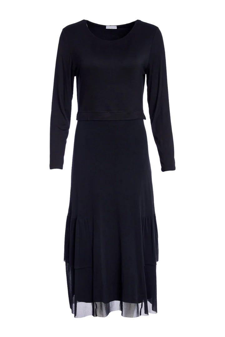 Naya Black Round Neck Dress & Mesh Skirt