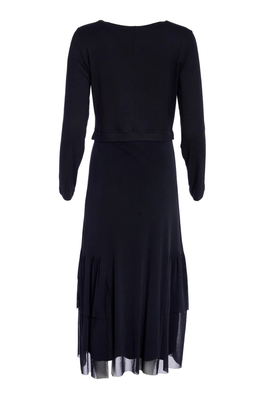 Naya Black Round Neck Dress & Mesh Skirt