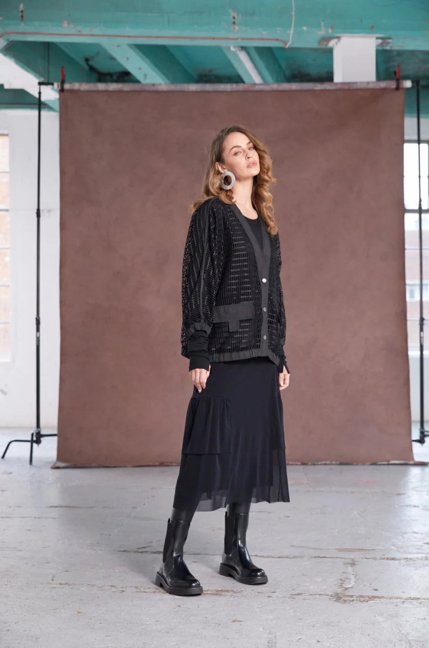 Naya Black Round Neck Dress & Mesh Skirt