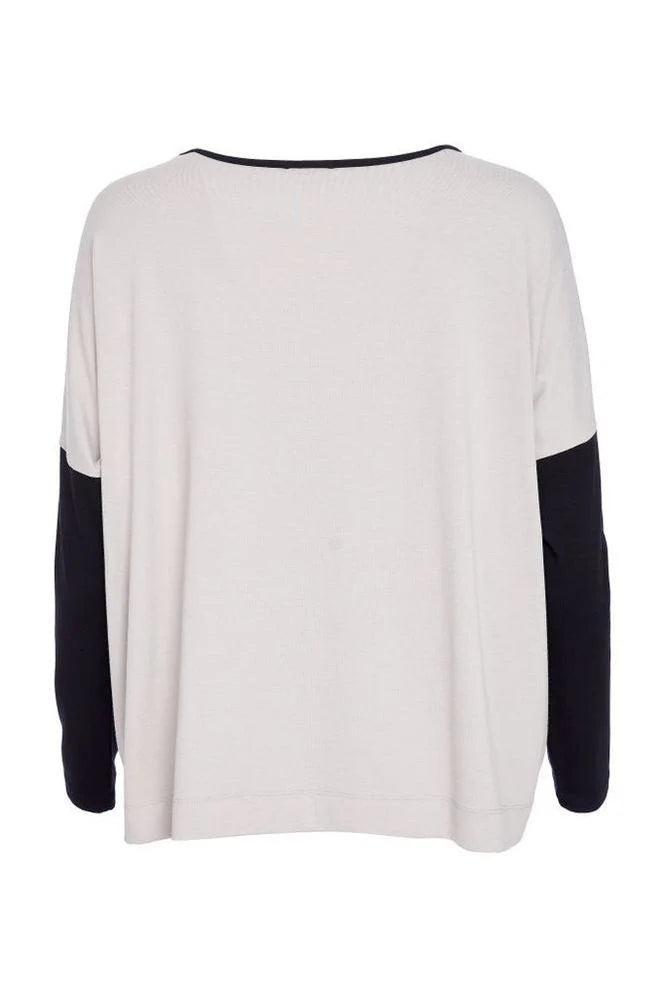 Naya Grey Abstract Print Contrast Sleeve Top