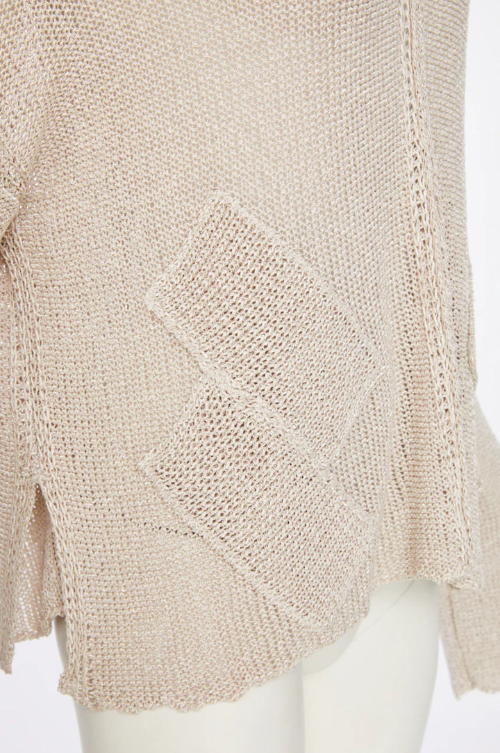 Naya Almond Loose Weave V Neck Knit