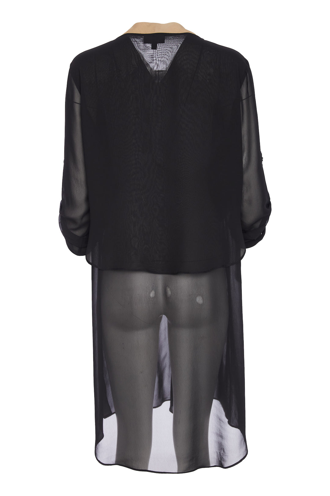 Ora Print Jacket with Contrast Panels Chiffon Hemline
