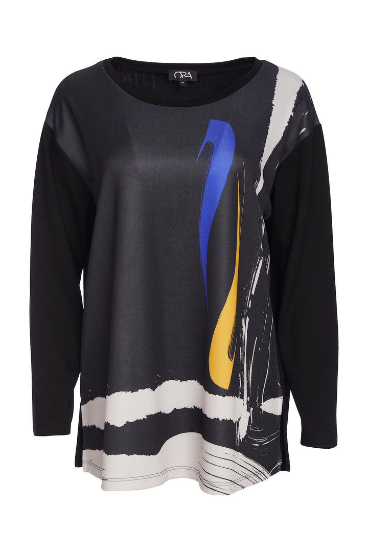 Ora Placement Print Top with Colour Splash