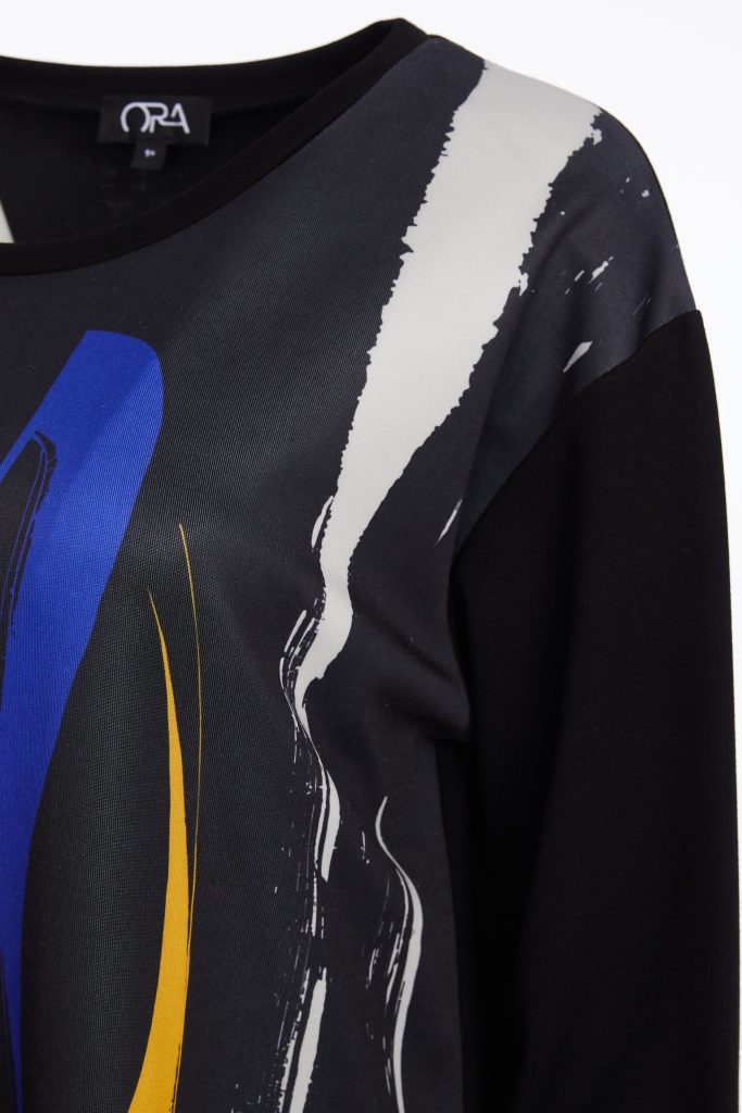 Ora Placement Print Top with Colour Splash