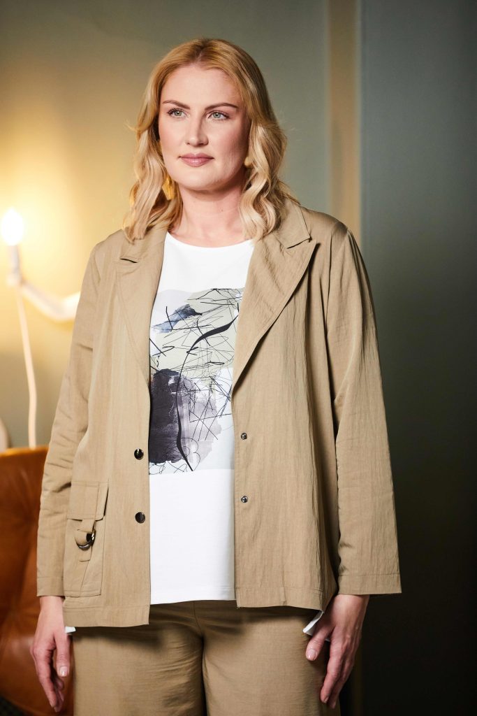 Ora Round Neck Placement Print Top