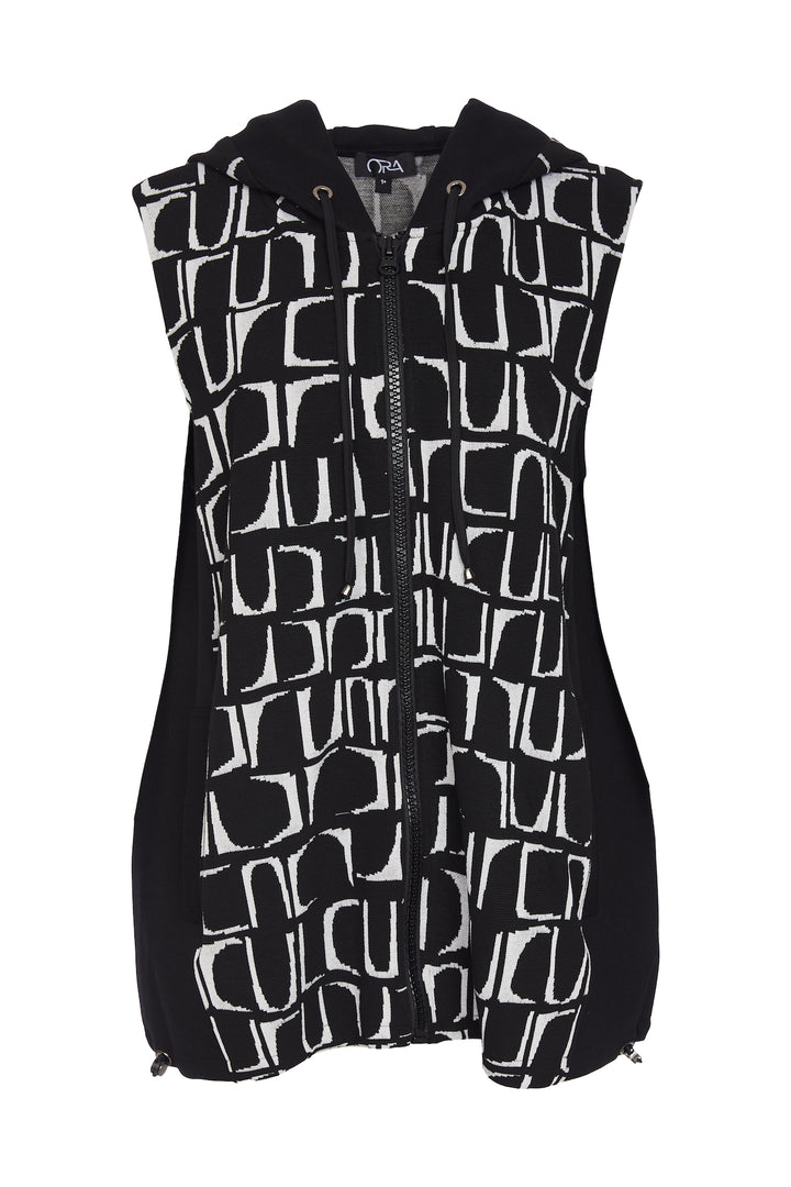 Ora Knitted Jacquard Waistcoat with Drawstring Hem