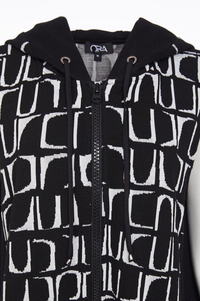 Ora Knitted Jacquard Waistcoat with Drawstring Hem