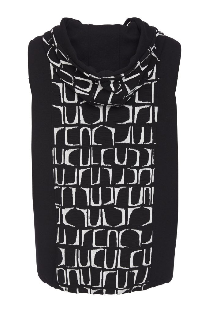 Ora Knitted Jacquard Waistcoat with Drawstring Hem