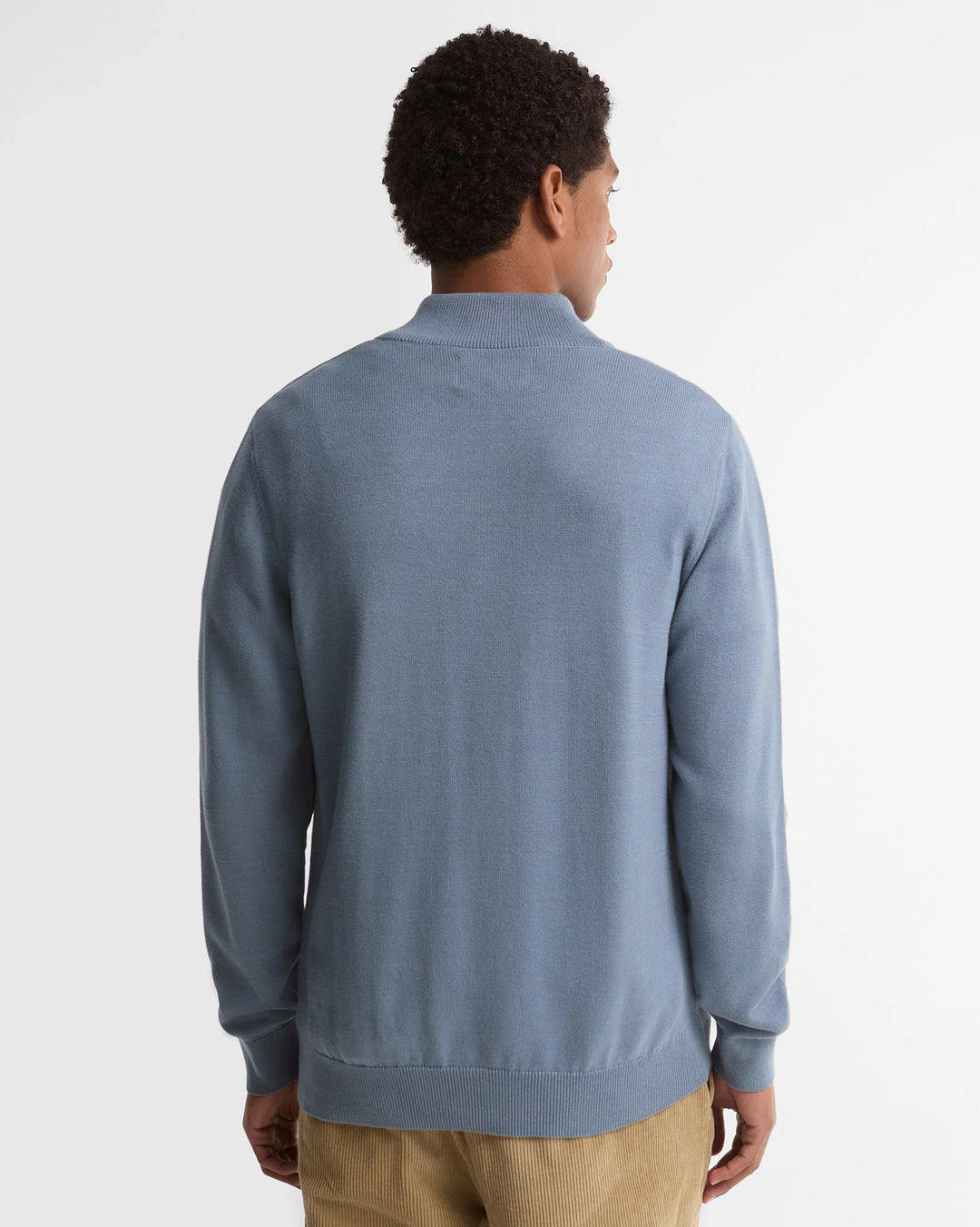Barbour Cotton Half Zip Knitted Jumper, Tarn Blue