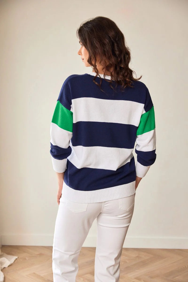 Peruzzi Striped V-Neck Knit