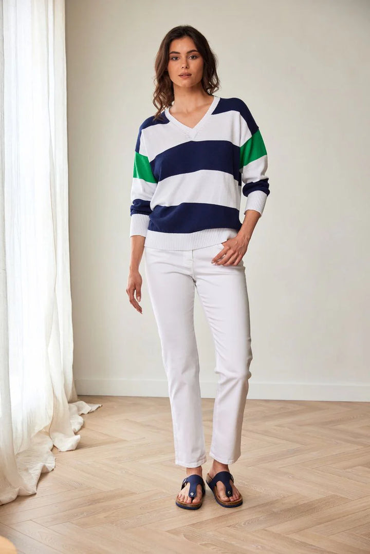 Peruzzi Striped V-Neck Knit
