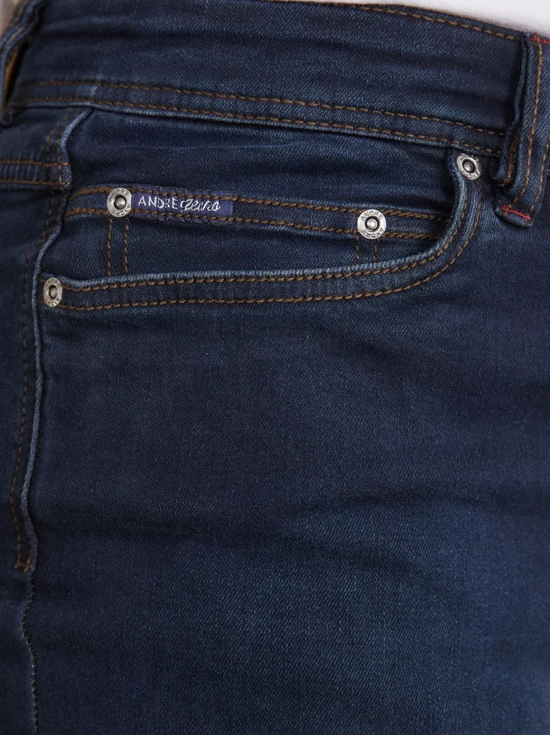 André Sanchez Worn Look Jeans, Blue-Black