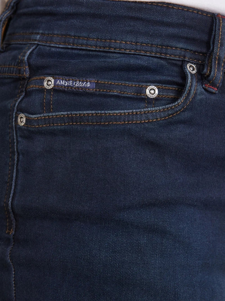 André Sanchez Worn Look Jeans, Blue-Black