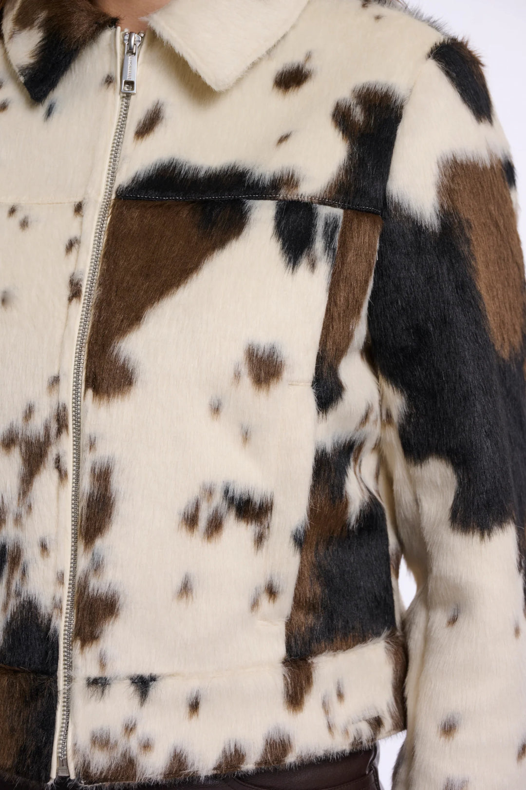 Rino & Pelle Touka Jacket with Zip Closure, Cow Print