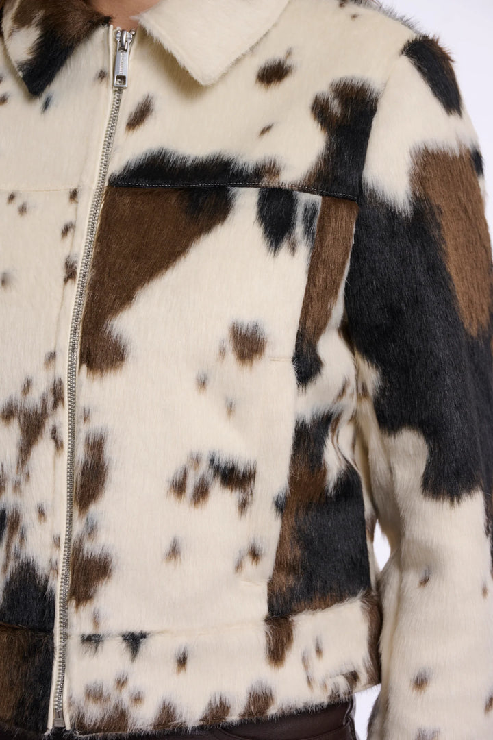 Rino & Pelle Touka Jacket with Zip Closure, Cow Print