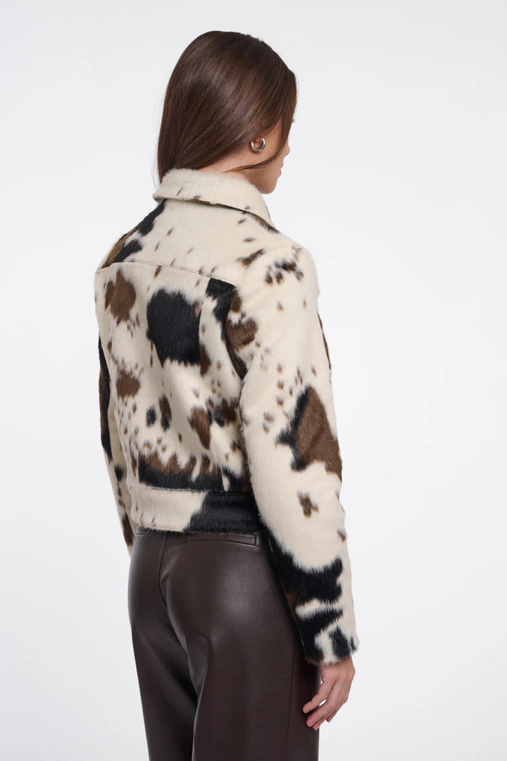 Rino & Pelle Touka Jacket with Zip Closure, Cow Print