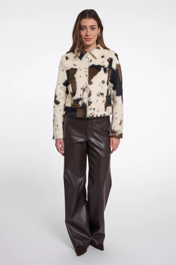 Rino & Pelle Touka Jacket with Zip Closure, Cow Print