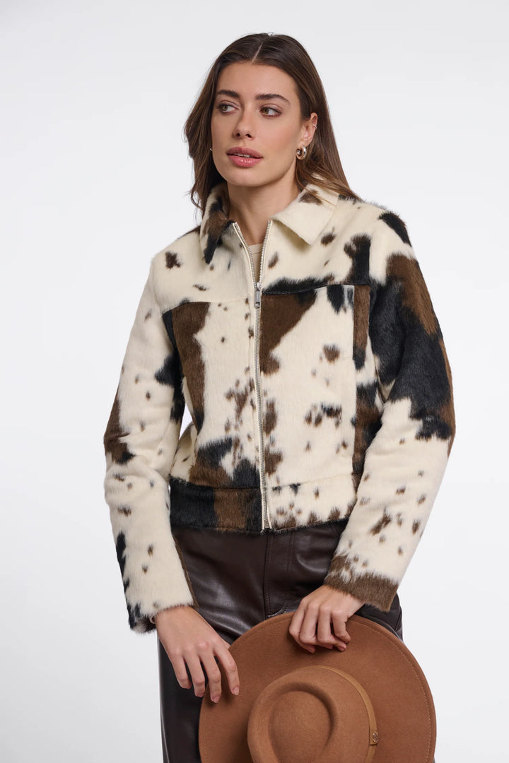 Rino & Pelle Touka Jacket with Zip Closure, Cow Print