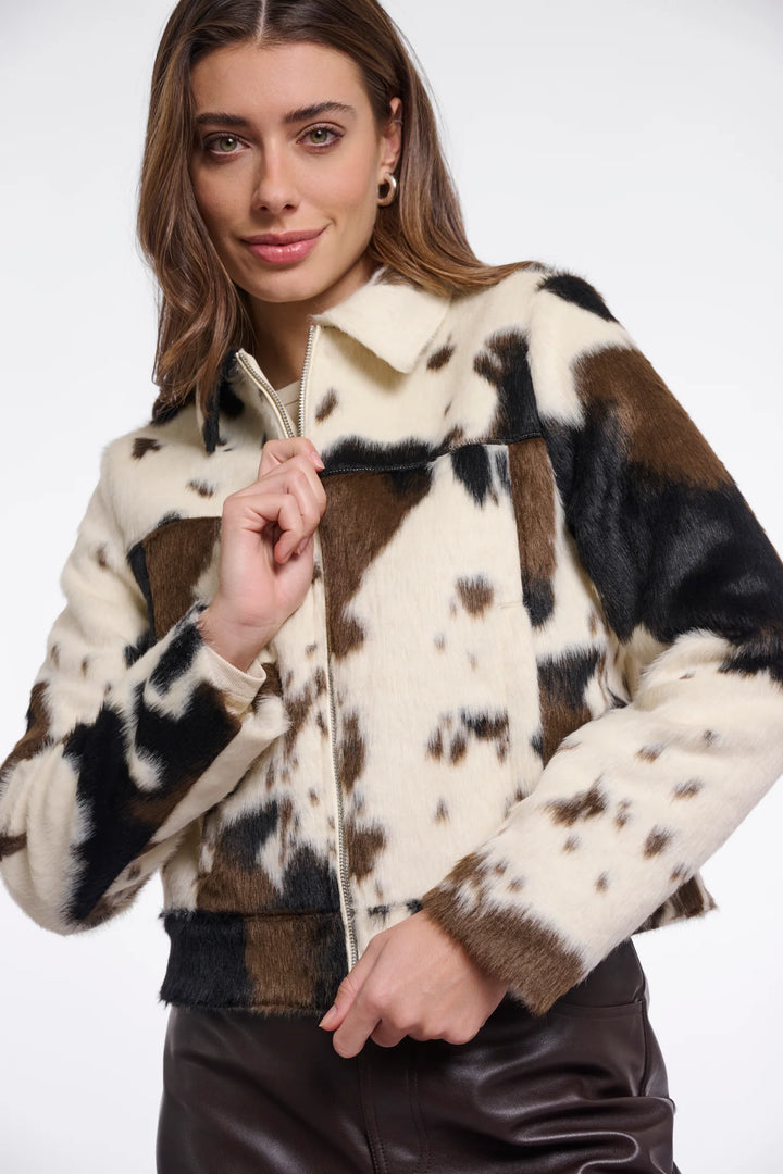 Rino & Pelle Touka Jacket with Zip Closure, Cow Print
