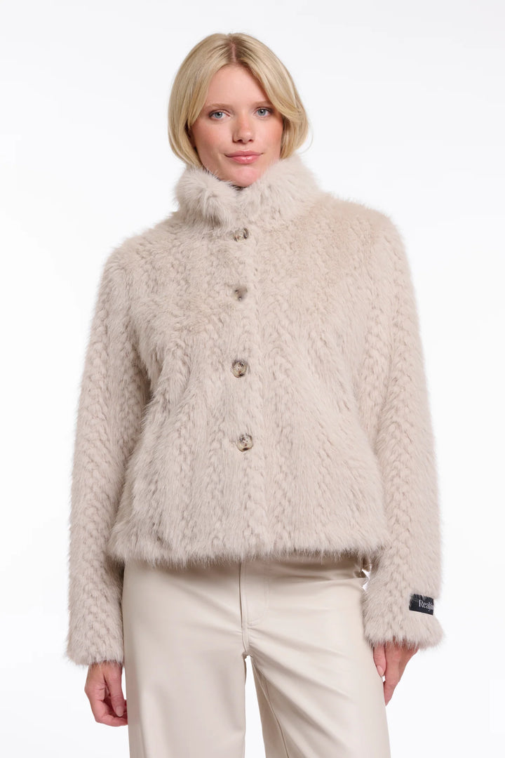 Rino & Pelle Vie Single Breasted Faux Fur Jacket, Birch
