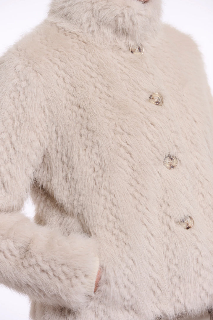 Rino & Pelle Vie Single Breasted Faux Fur Jacket, Birch