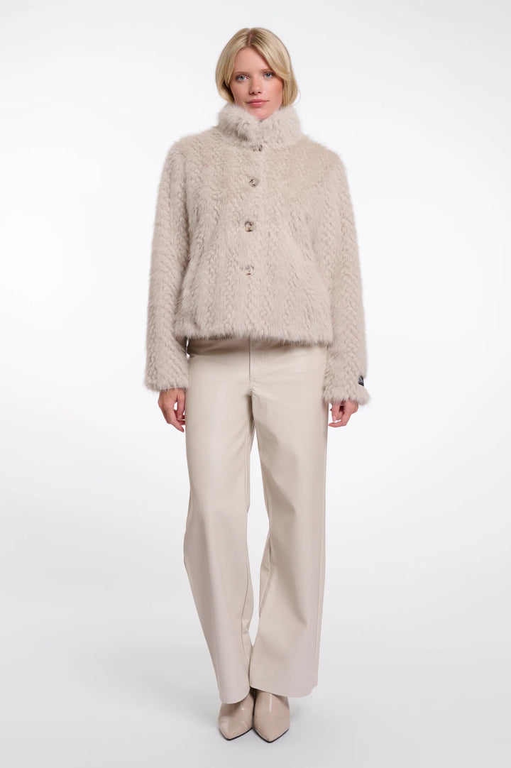 Rino & Pelle Vie Single Breasted Faux Fur Jacket, Birch