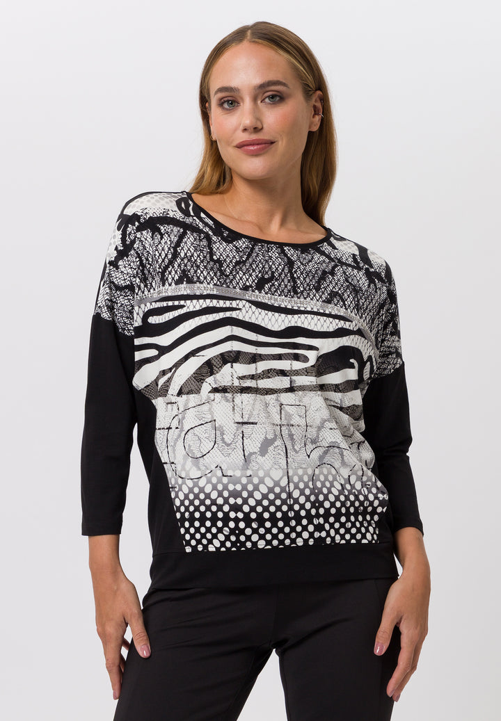 Tuzzi 3/4 Sleeve T-Shirt Ebony/Ivory