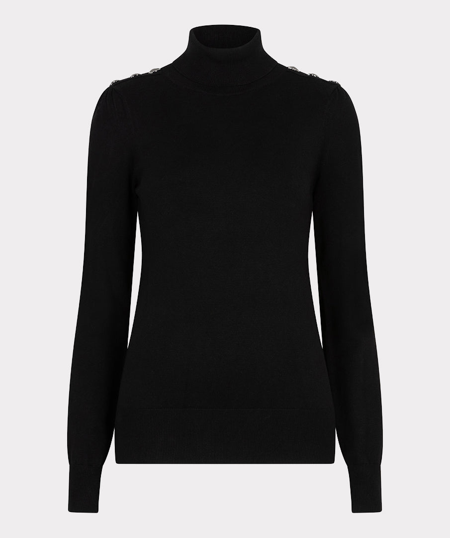 EsQualo Black Basic Knitted Sweater
