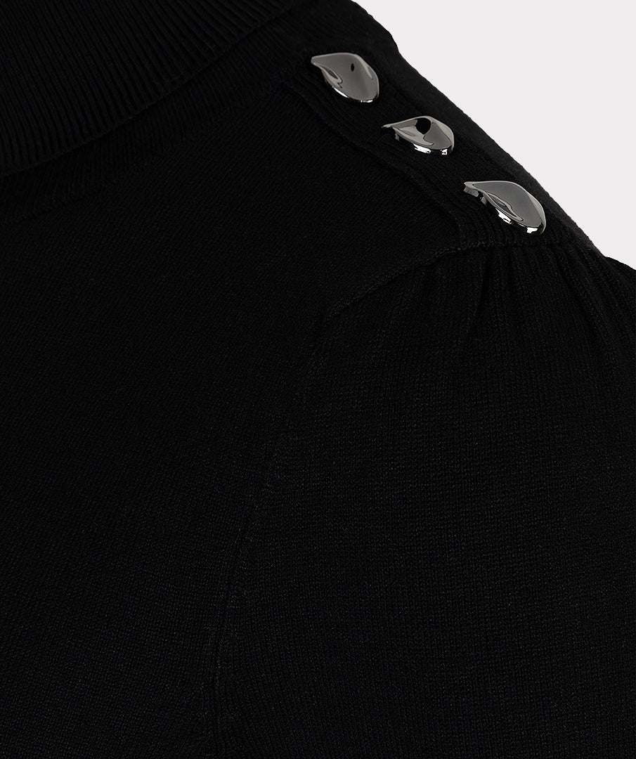 EsQualo Black Basic Knitted Sweater
