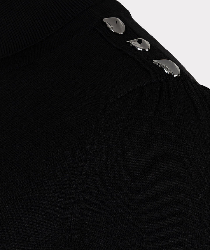 EsQualo Black Basic Knitted Sweater