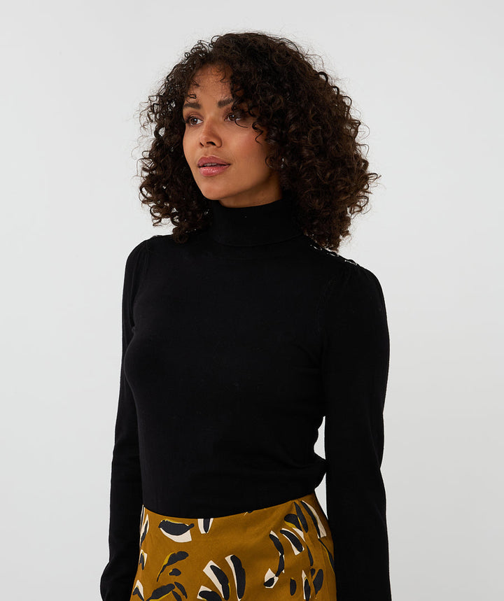 EsQualo Black Basic Knitted Sweater