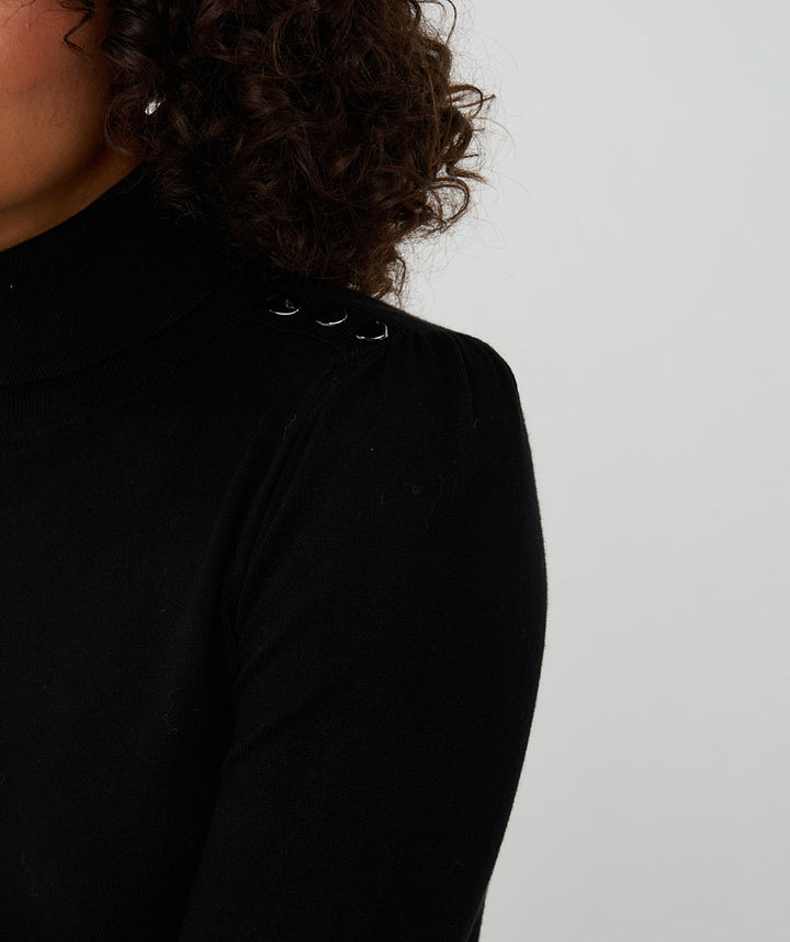 EsQualo Black Basic Knitted Sweater