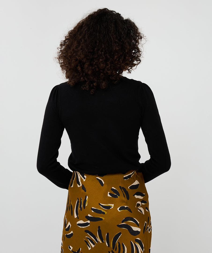 EsQualo Black Basic Knitted Sweater