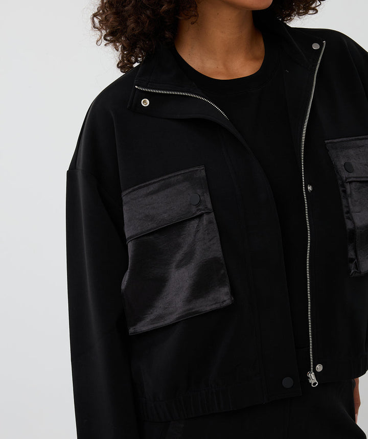 EsQualo Black Cardigan Bomber Modal