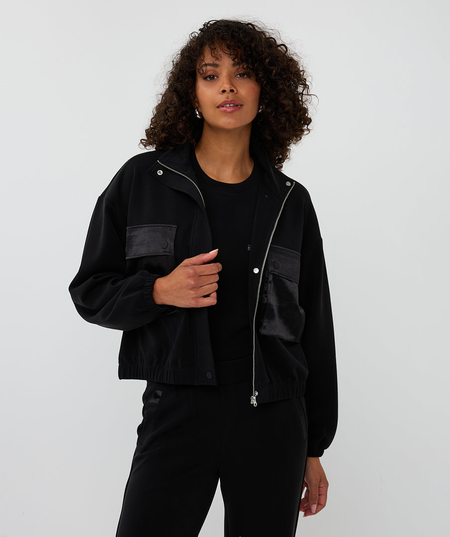 EsQualo Black Cardigan Bomber Modal