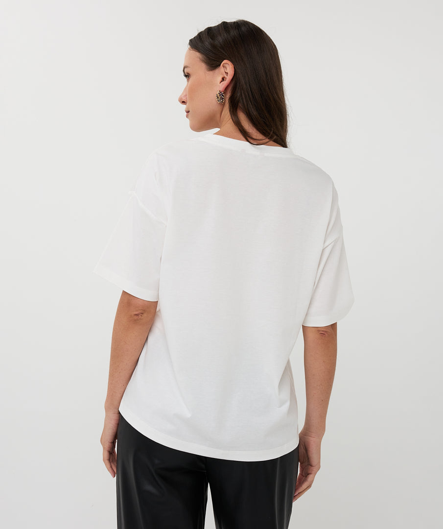 EsQualo Off White Skyline Top