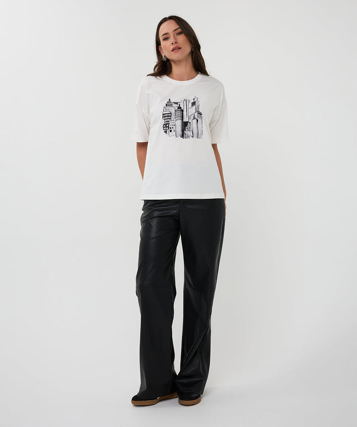 EsQualo Off White Skyline Top