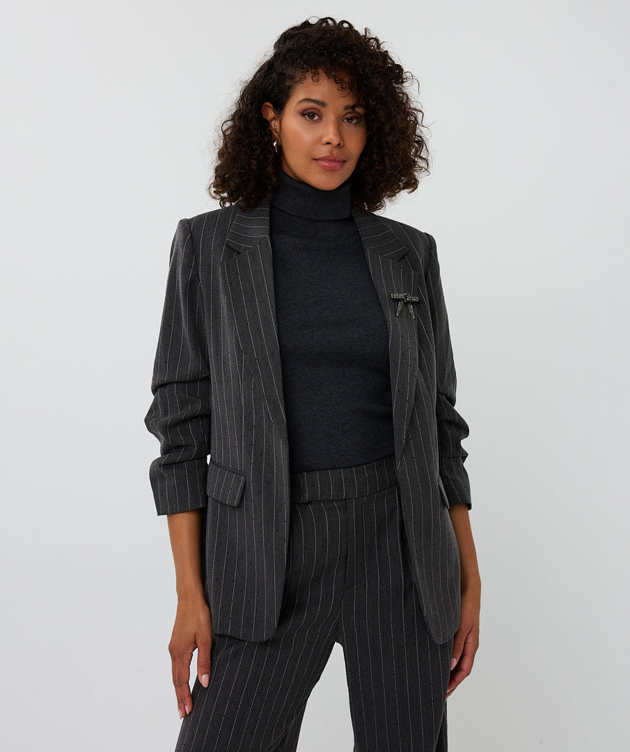 EsQualo Dark Grey Blazer Stripe with Studs