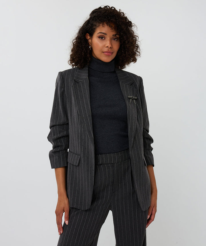 EsQualo Dark Grey Blazer Stripe with Studs