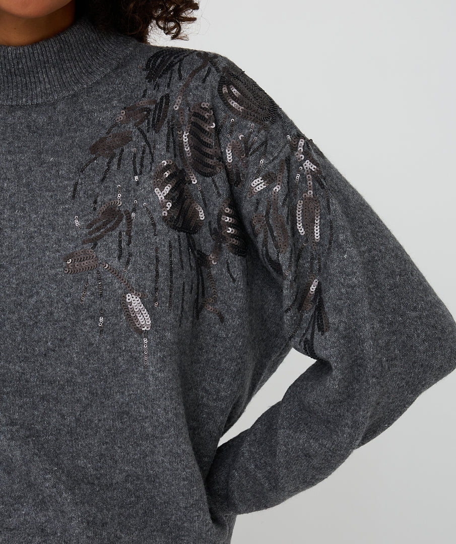 EsQualo Dark Grey Sequin Sweater