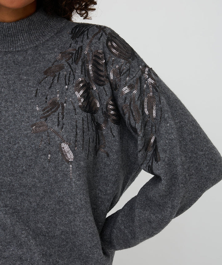 EsQualo Dark Grey Sequin Sweater