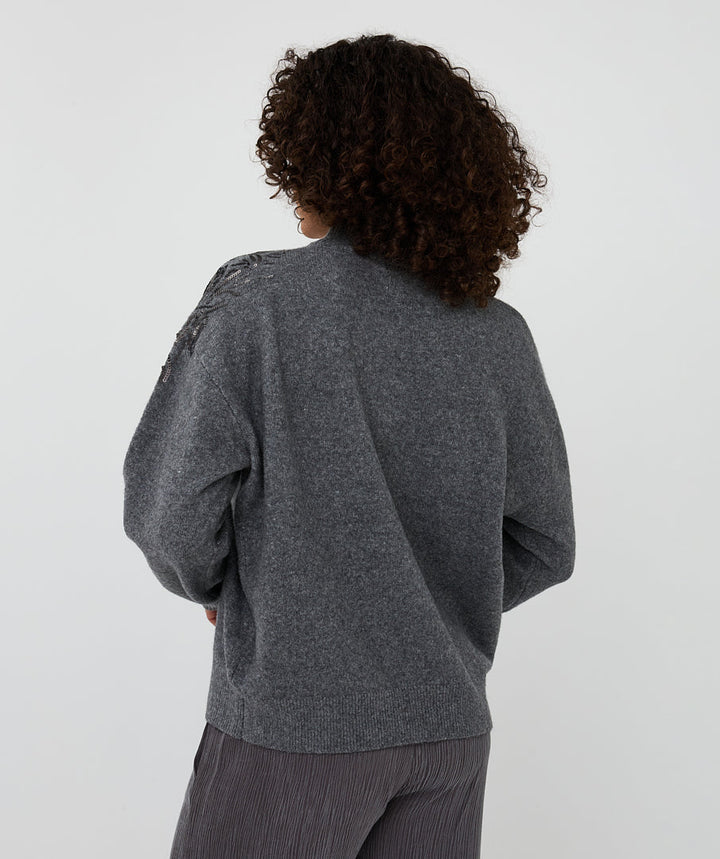 EsQualo Dark Grey Sequin Sweater