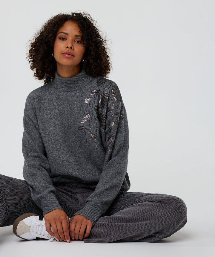 EsQualo Dark Grey Sequin Sweater