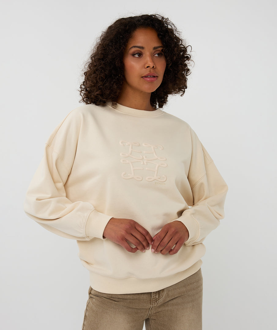 EsQualo Ecru Embossed Sweater
